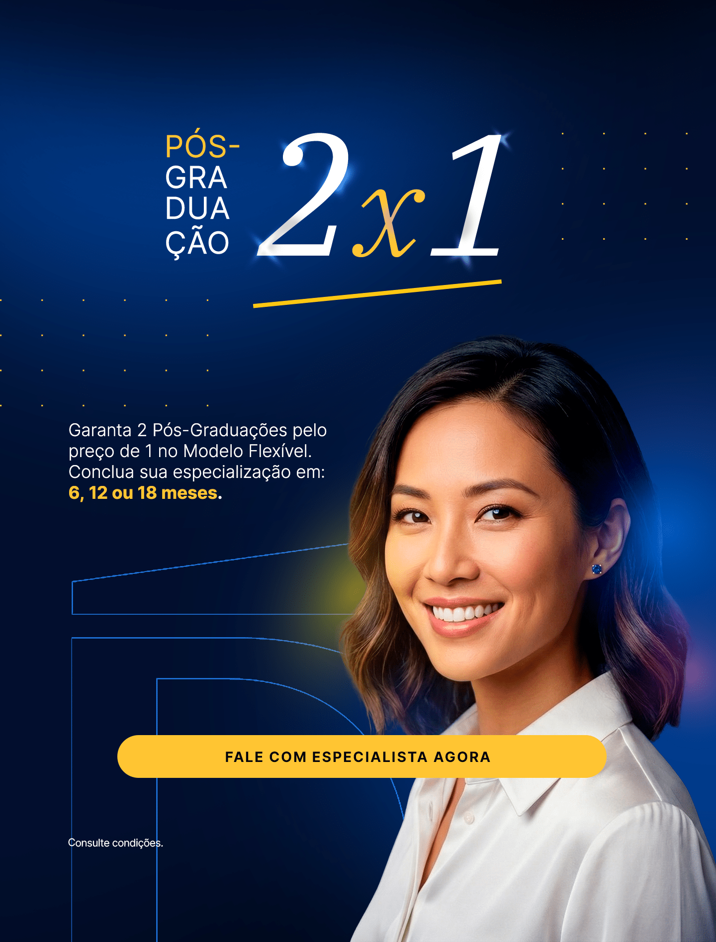 Banner explicativo: compre uma pós e ganhe 100% de bolsa na segunda.