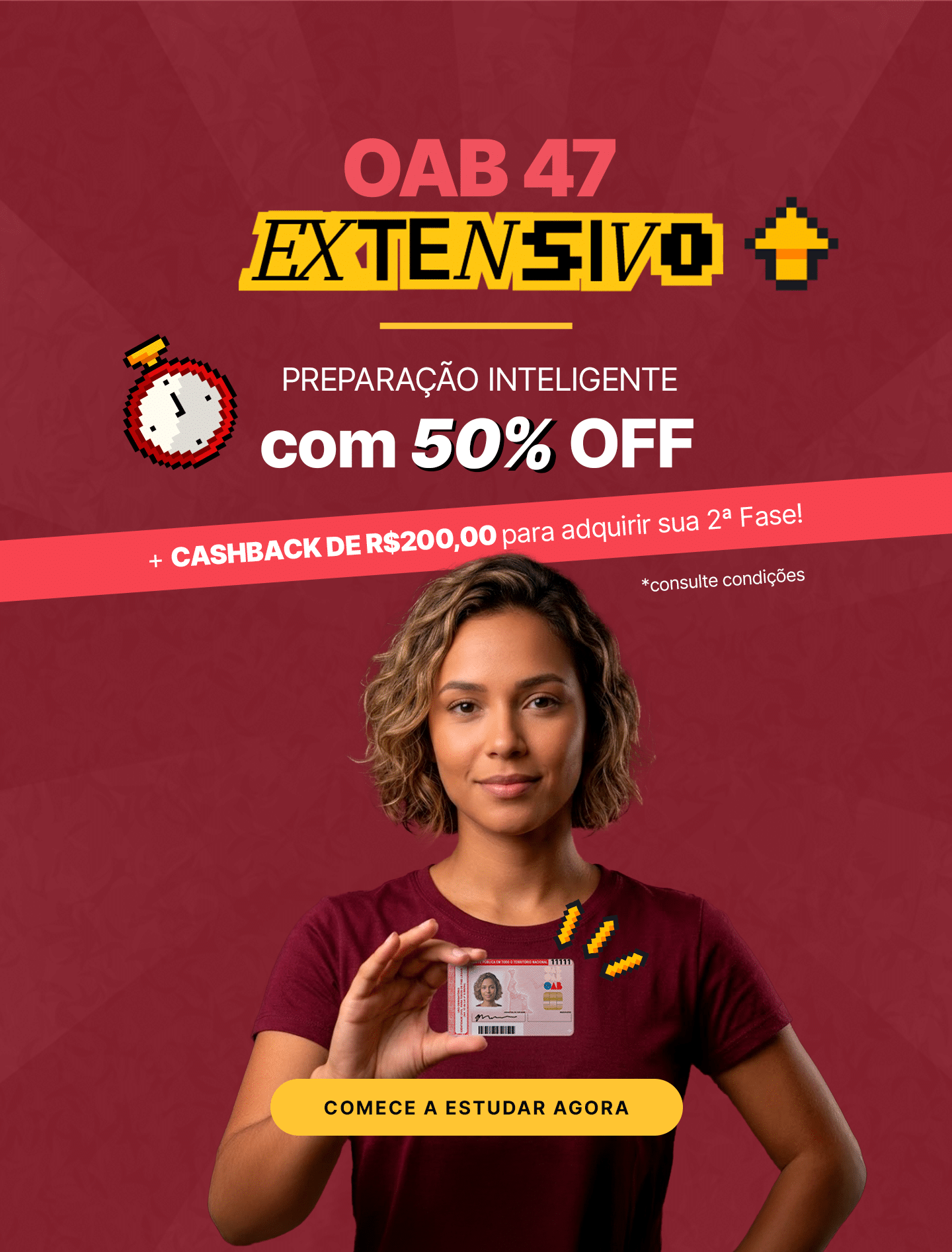 Imagem do banner com a promoção do Damásio de 50% de desconto do preparatório OAB Damásio IA Extensivo